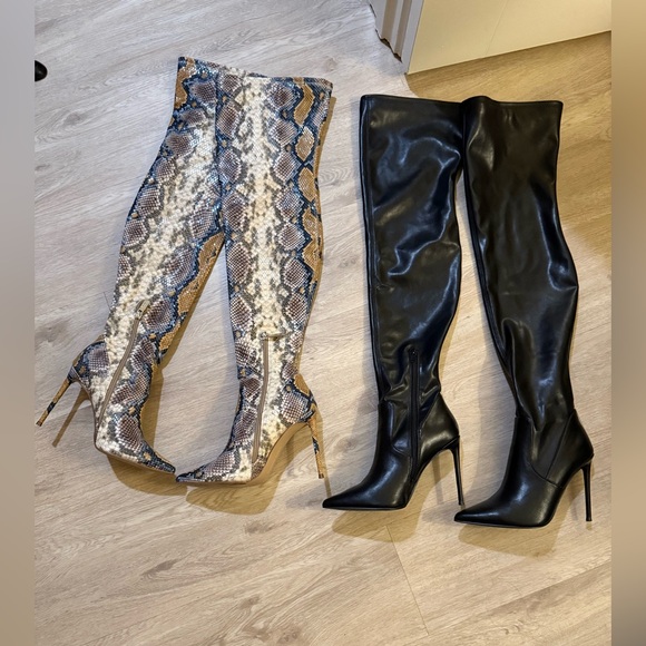 Steve Madden Snakeskin and Black Stiletto Boots - Picture 1 of 3